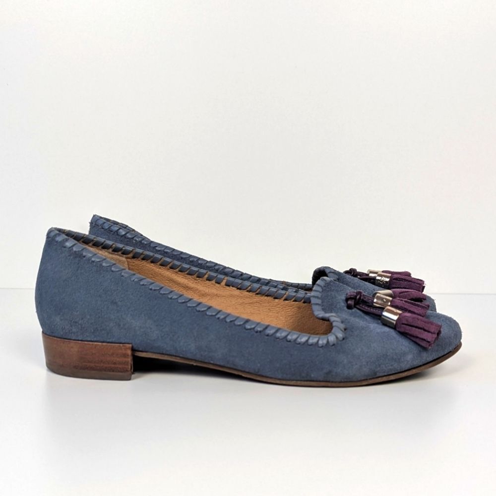 Jack Rogers Blue Suede Loafers 6